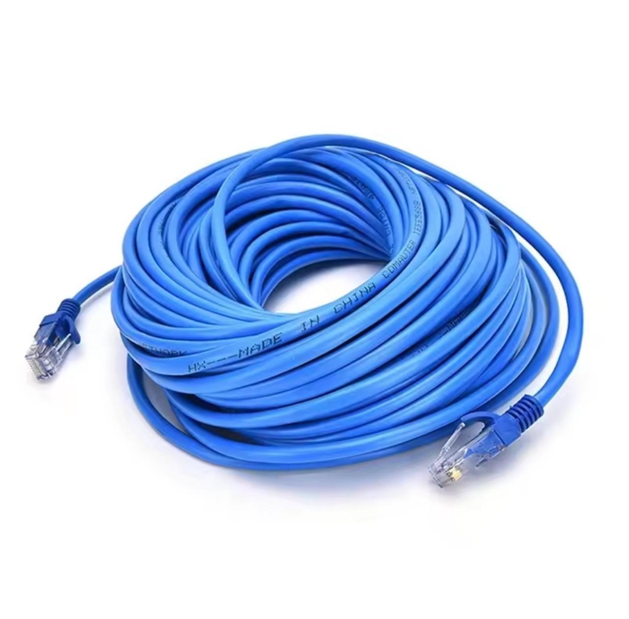 Мережевий кабель Ethernet RJ45 50 м. Водонепроникний CAT5 кабель LAN для CCTV POE IP камер. Blue