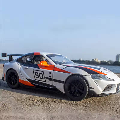 Металева машинка Тойота масштабна деталізована модель Toyota Supra відчиняються двері капот звук світло