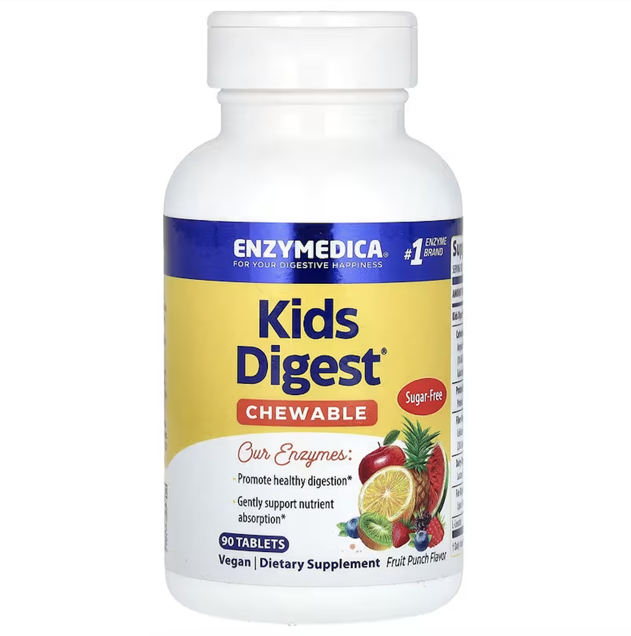 Enzymedica, Kids Digest, жувальні травні ферменти, фруктовий пунш, 90 жувальних таблеток