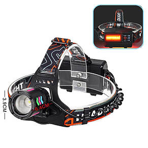 Ліхтар налобний night vision fluorescence 8096, 1 режим white laser led PM10-TG+COB, 3x18650, Power bank, ЗУ Type-C, zoom, фото 1