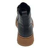 Черевики чорні з коричневою підошвою жіночі із замком шкіряні на вовні MIDA 240675(1ш) розмір 36, фото 6