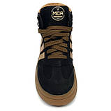 Жіночі шкіряні кеди чорного кольору з коричними вставками та підошвою на шерсті Mida 240709(9ш) розмір 36, фото 3