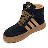 Жіночі шкіряні кеди чорного кольору з коричними вставками та підошвою на шерсті Mida 240709(9ш) розмір 36, фото 8