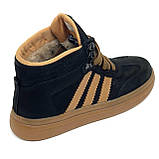 Жіночі шкіряні кеди чорного кольору з коричними вставками та підошвою на шерсті Mida 240709(9ш) розмір 36, фото 7