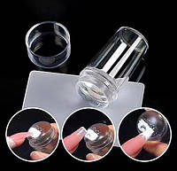 Штамп пластиковий для стемпінгу та 2 скрапера Прозорий