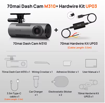 Автомобільний відеореєстратор Xiaomi 70mai Dash Cam M310 2K 1296P WiFi + кабель парковки UP03
