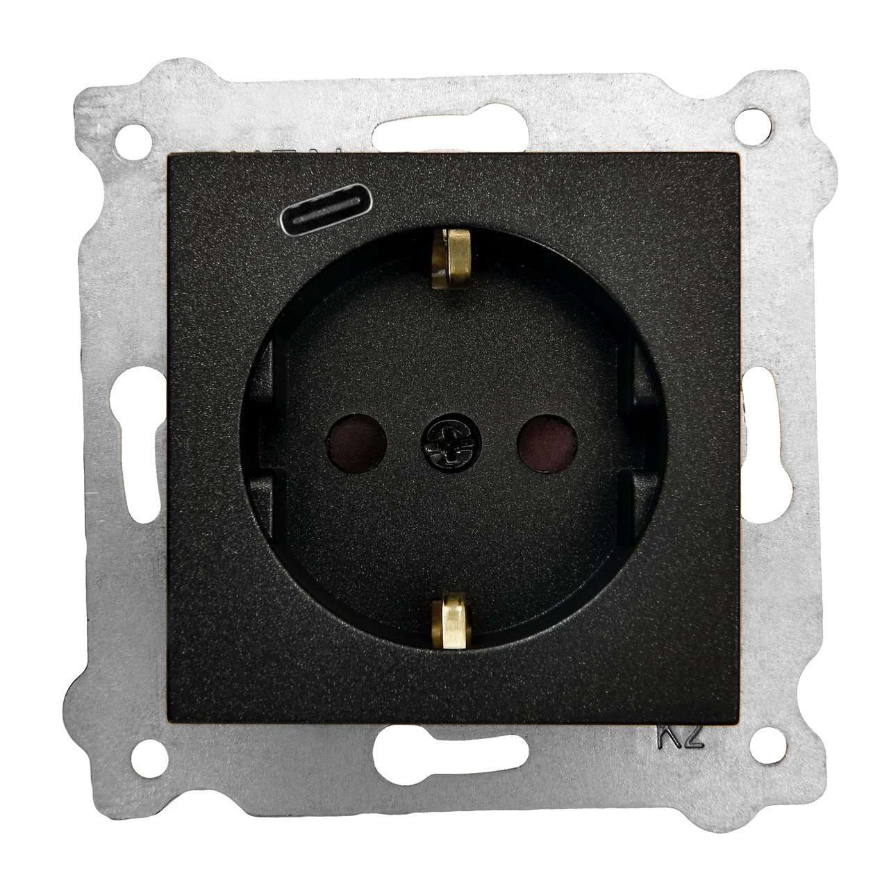 Механізм розетки p заземленням + Type-C чорний KARELL