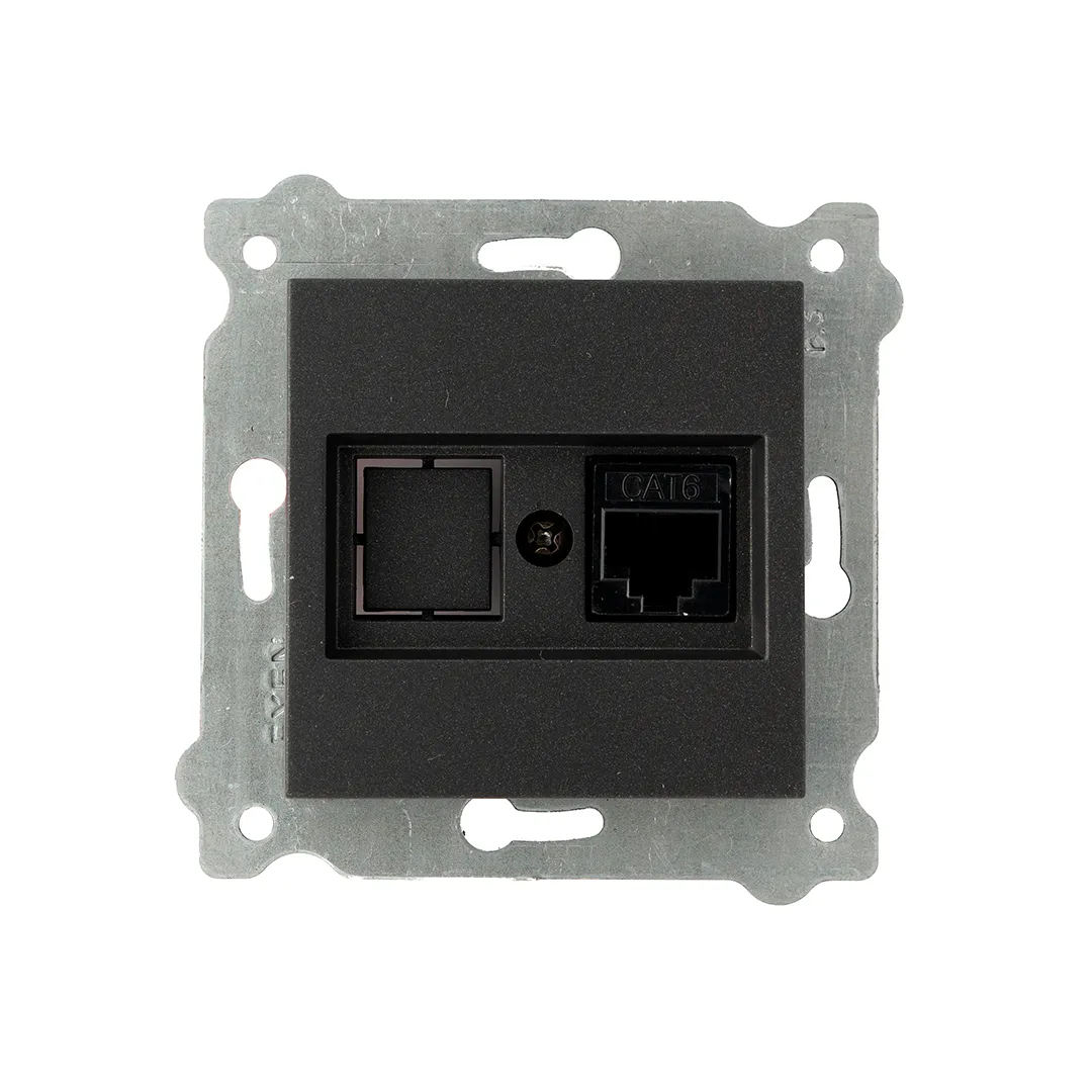 Механізм розетки комп'ютерної (CAT6)  чорний KARELL