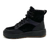 Жіночі шкіряні кеди чорного кольору з шнуровкою на шерсті Mida 240712(383ш) розмір 36, фото 2