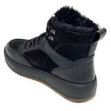 Жіночі шкіряні кеди чорного кольору з шнуровкою на шерсті Mida 240712(383ш) розмір 36, фото 5