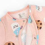 Чоловічок для немовлят з начосом діагональна застібка Pink cookies, фото 3