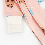 Чоловічок для немовлят з начосом діагональна застібка Pink cookies, фото 4