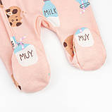 Чоловічок для немовлят з начосом діагональна застібка Pink cookies, фото 5