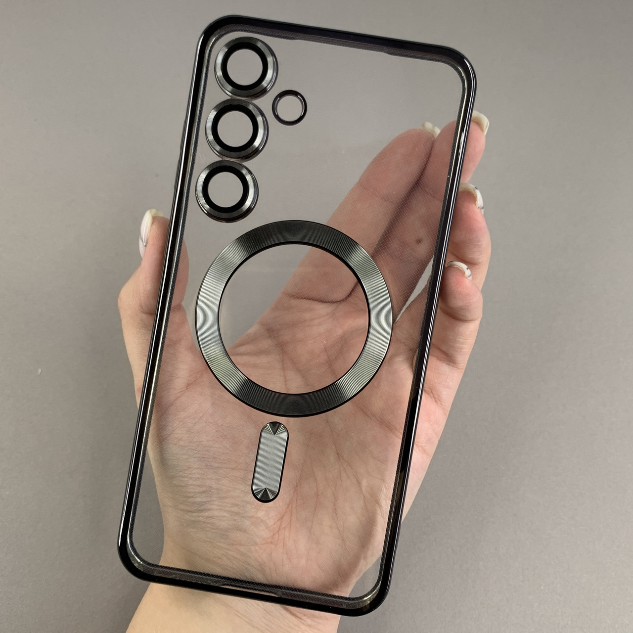 Чохол для Samsung Galaxy S24 FE прозорий чохол з магсейф на телефон самсунг с24 фе чорний h3b