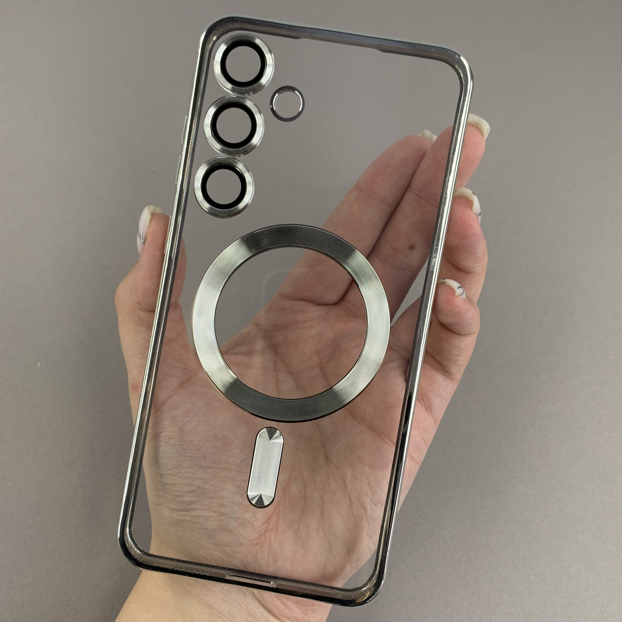 Чохол для Samsung Galaxy S25 Plus прозорий чохол з магсейф на телефон самсунг с25 плюс срібний h3b
