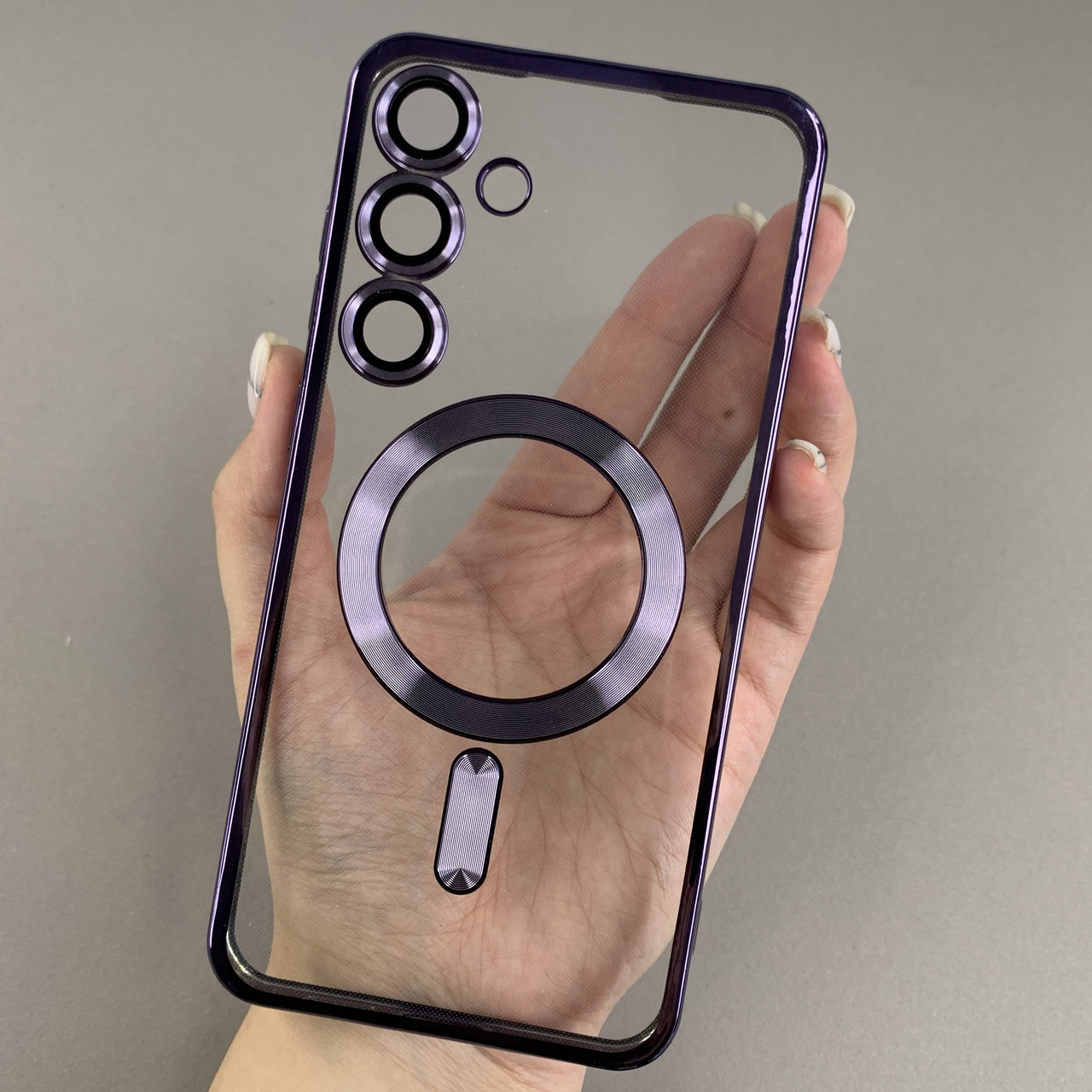 Чохол для Samsung Galaxy S25 Plus прозорий чохол з магсейф на телефон самсунг с25 плюс фіолетовий h3b