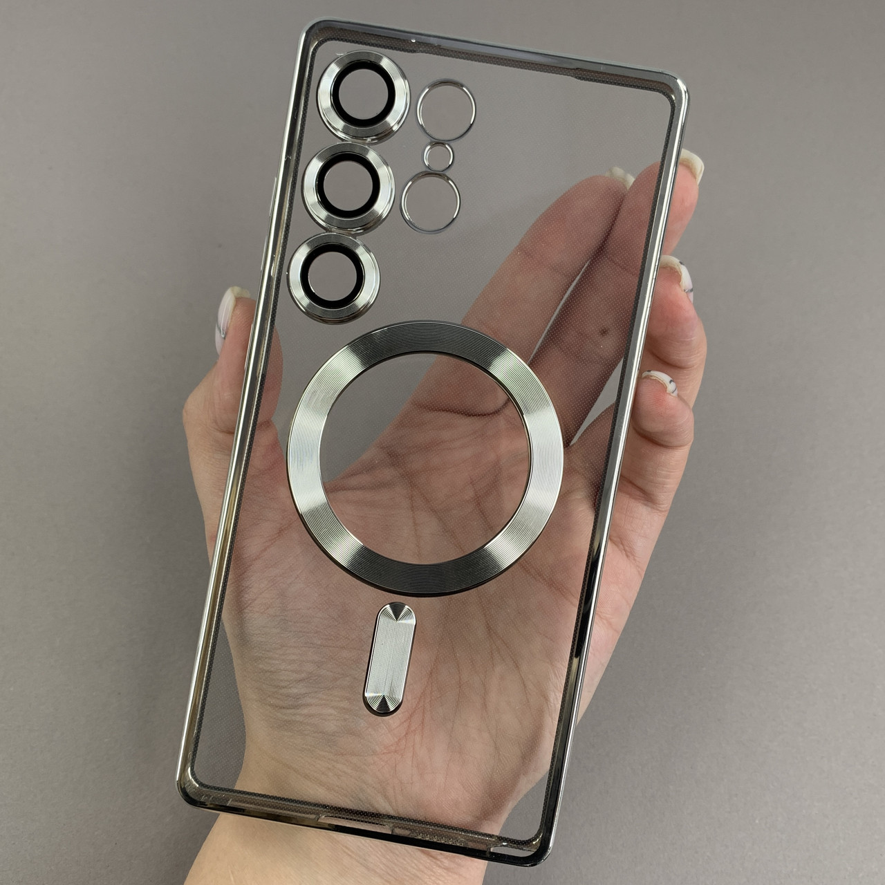 Чохол для Samsung Galaxy S25 Ultra прозорий чохол з магсейф на телефон самсунг с25 ультра срібний h3b