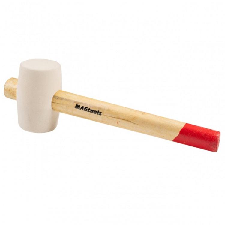 Киянка біла гумова, дерев'яна ручка, 450 г 55 мм, фото 1
