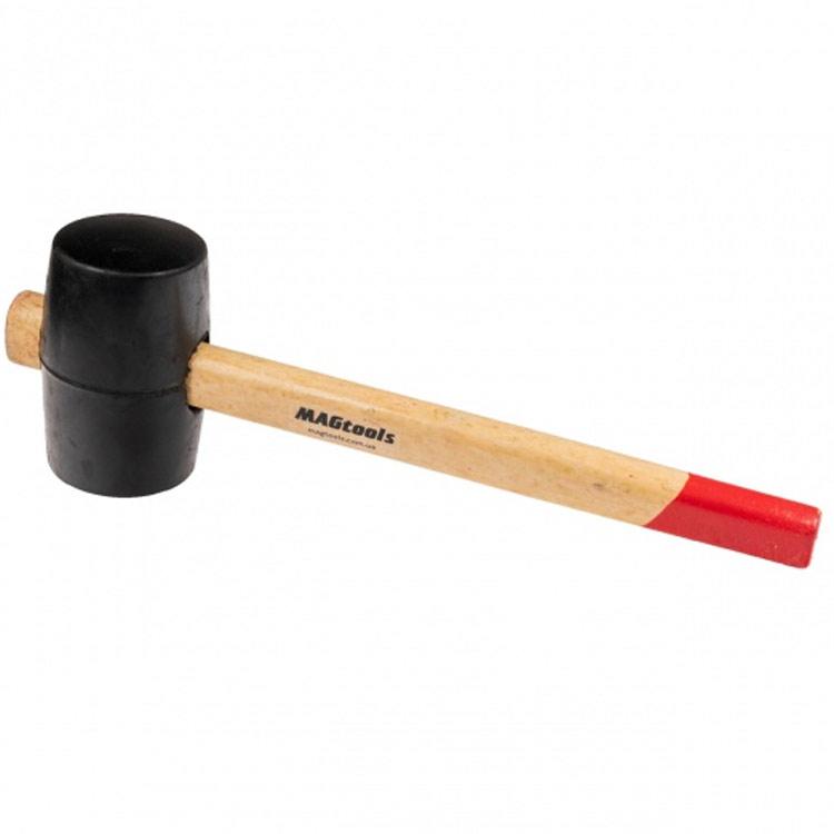 Киянка чорна гумова, дерев'яна ручка, 375 г 55 мм, фото 1
