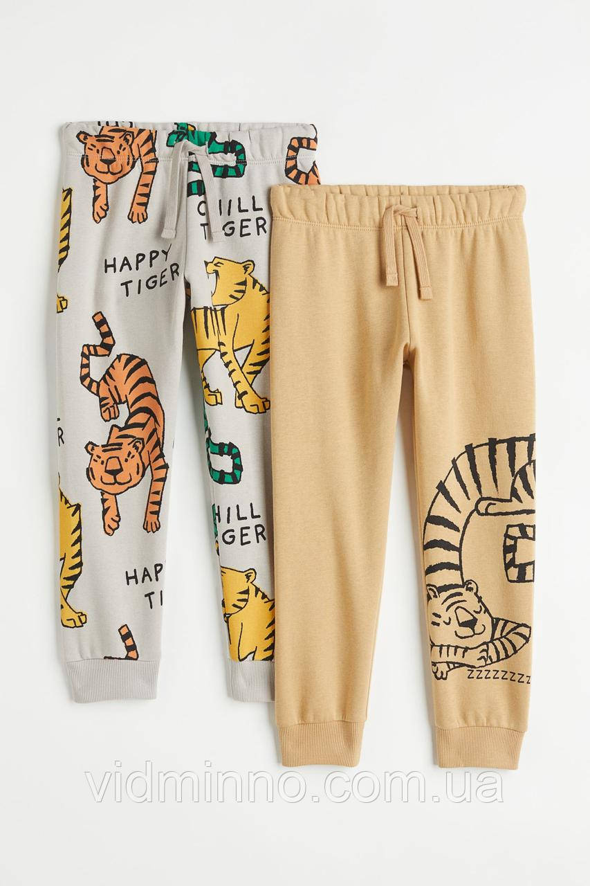 Утеплені (на флісі) штани джоггери (набір 2 шт.) H&M на хлопчика р.140 - 9-10 років, фото 1