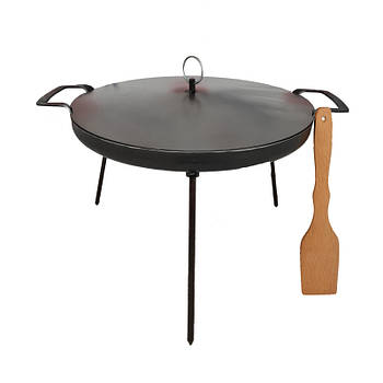 Сковорода дискова 41 см з ніжками, кришкою та лопаткою