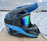 Мотошолом кросовий ендуро FOX blackblue + Окуляри в ПОДАРУНОК, фото 5