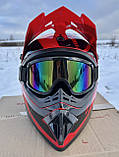Мотошолом кросовий ендуро FOX blackred + Окуляри в ПОДАРУНОК, фото 4