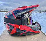 Мотошолом кросовий ендуро FOX blackred + Окуляри в ПОДАРУНОК, фото 6
