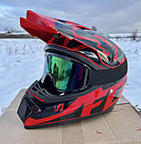 Мотошолом кросовий ендуро FOX blackred + Окуляри в ПОДАРУНОК, фото 3