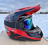 Мотошолом кросовий ендуро FOX blackred + Окуляри в ПОДАРУНОК, фото 5