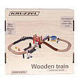Дерев'яний поїзд на батарейках KRUZZEL 22646 (37 елементів, довжина рейок 3,2 м, безпечні матеріали), фото 3