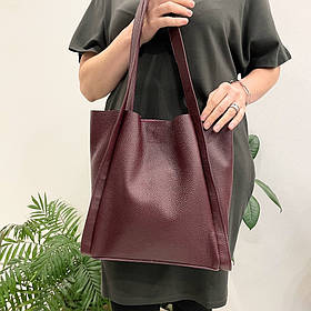 Сумка жіноча "ДОЛЬЧЕ" натуральна шкіра, бургунді флотар