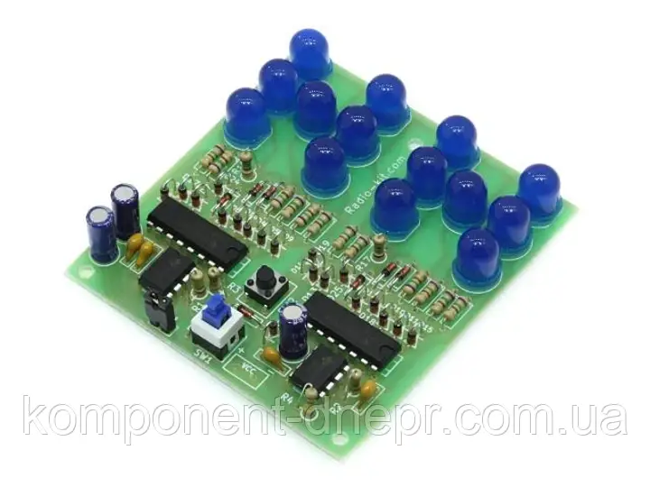 Радіоконструктор для паяння K229 Гральні кістки 2 кубики червоні світлодіоди, фото 1