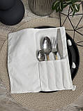 Чохол для вилок та ножів, молочний, конверт на чотири відділення, фото 4