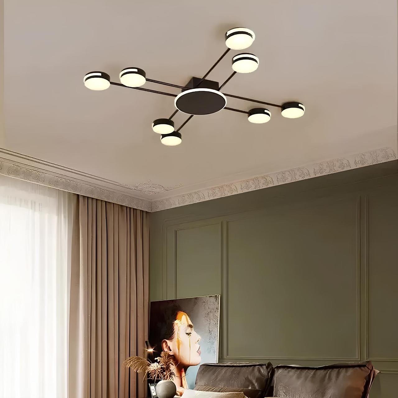 Сучасна LED люстра 8673/8BK, у формі антени, 20 м², чорний корпус, фото 1