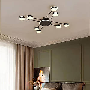 Сучасна LED люстра 8673/8BK, у формі антени, 20 м², чорний корпус