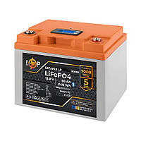 Акумулятор  LP LiFePO4 12,8V - 50 Ah (640Wh) (BMS 80А/50A) пластик LCD Smart BT