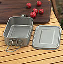 Тарілка - сковорода титанова з кришкою HWZBBEN 1200ml. ланч бокс титановий, фото 3