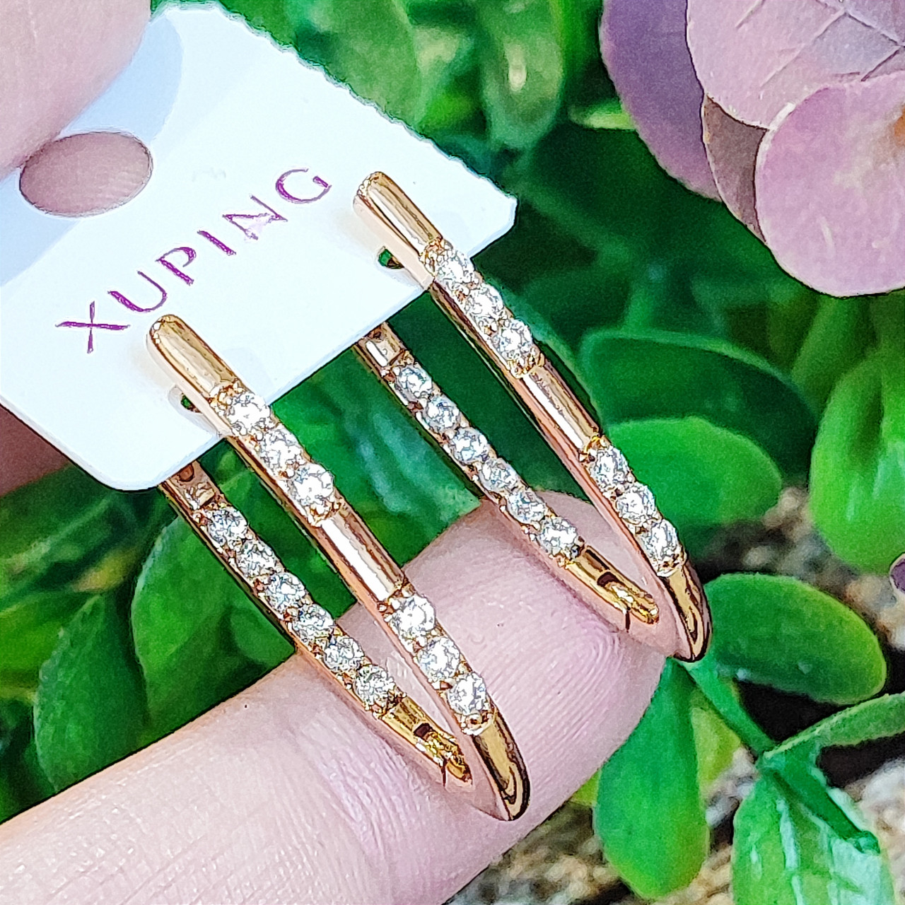 Сережки Xuping довжина 3см медичне золото позолота 18К с875