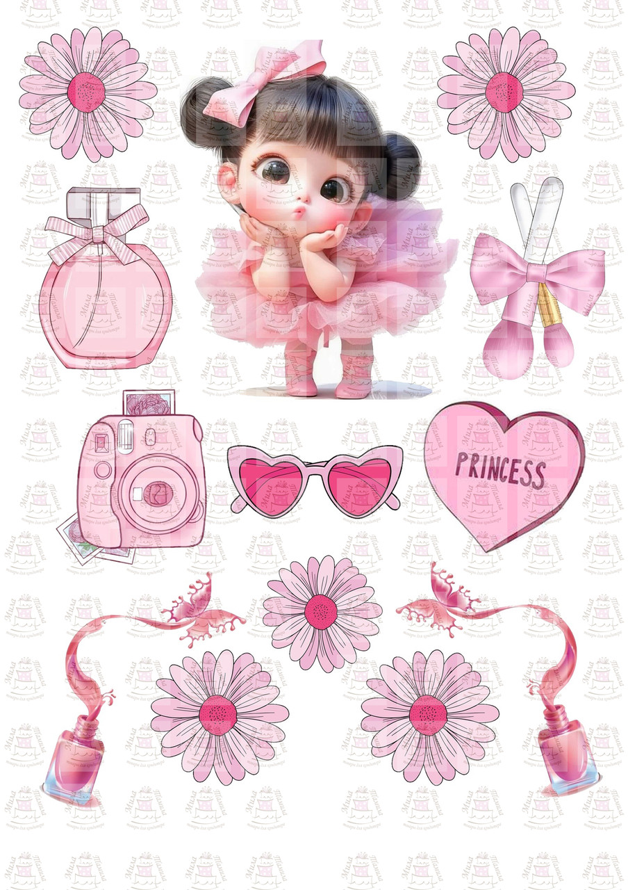Вафельна картинка для тортів Принцеса, дівчинка (100149)