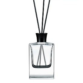 Прозорий скляний флакон для аромадифузору 50 мл "James" з чорною кришкою (флакон+кришка+пробка)