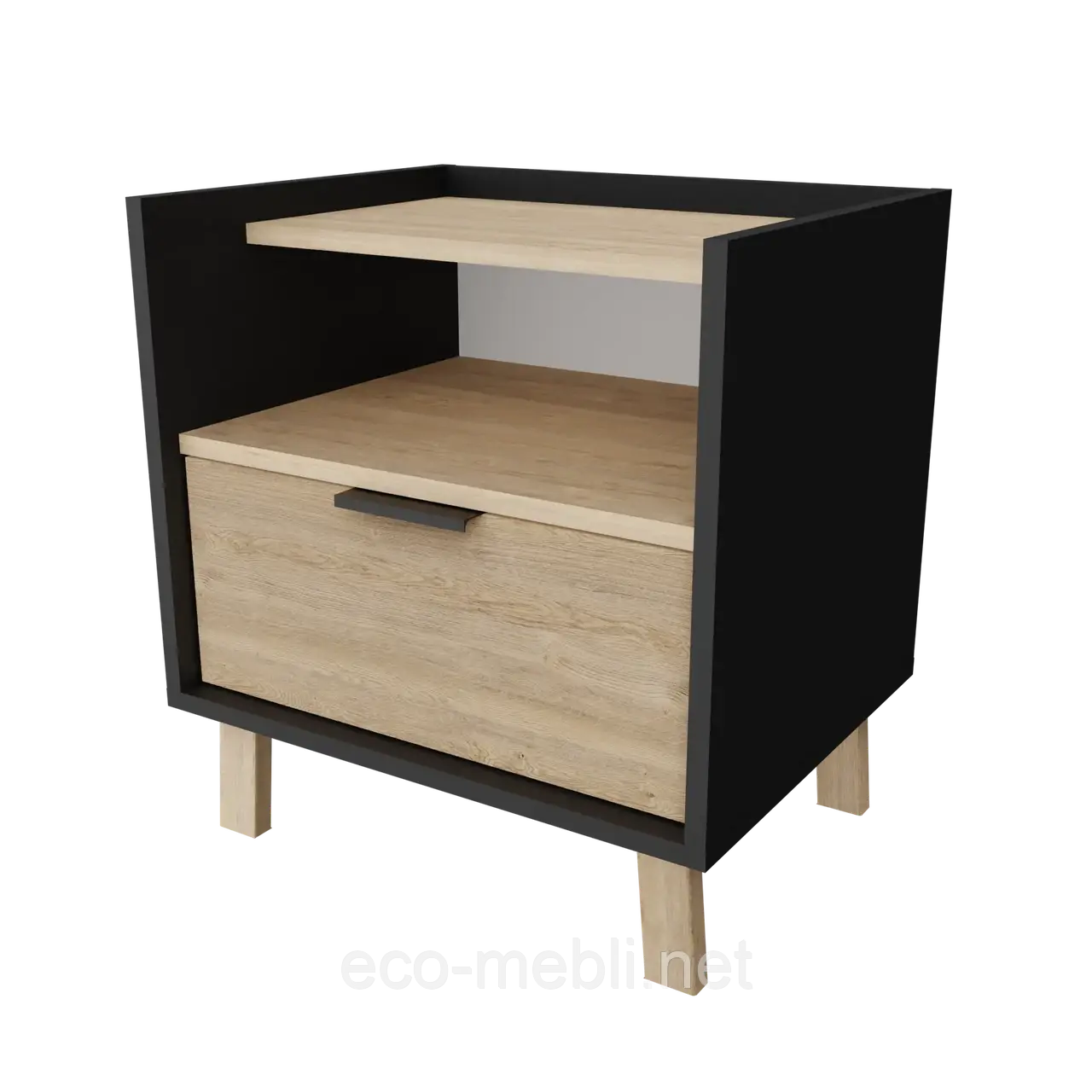 Тумба приліжкова Сканді дуб пісочний/графіт в спальню, фото 1