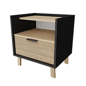 Тумба приліжкова Сканді дуб пісочний/графіт в спальню