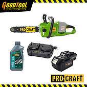 Акумуляторна ланцюгова пила Procraft PCA40/2 + 2 АКБ (20В 4 А/г) + Подвійний зарядний пристрій