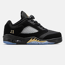 Чоловічі Кроссовки Nike Air Jordan 5 Low Wings Black / Найк Аїр Джордан 5 Вінгс Низькі Чорні з Синім, фото 3