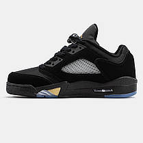 Чоловічі Кроссовки Nike Air Jordan 5 Low Wings Black / Найк Аїр Джордан 5 Вінгс Низькі Чорні з Синім, фото 4