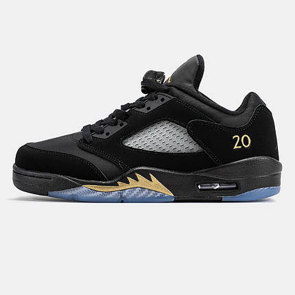 Чоловічі Кроссовки Nike Air Jordan 5 Low Wings Black / Найк Аїр Джордан 5 Вінгс Низькі Чорні з Синім, фото 1