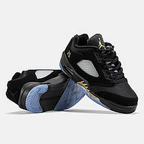 Чоловічі Кроссовки Nike Air Jordan 5 Low Wings Black / Найк Аїр Джордан 5 Вінгс Низькі Чорні з Синім, фото 6