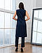 Елегантний нарядний жіночий брючний костюм без рукавів Jordan, темно-синій, фото 6