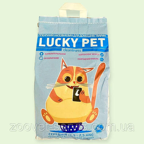 Наповнювач для котячого туалету бентонітовий Lucky Pet 5 кг середній гранули 1,5–2,5 мм), фото 1